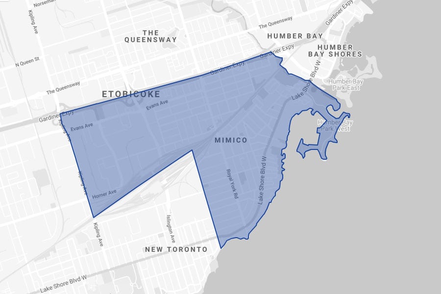 Map of Mimico-Humber Bay